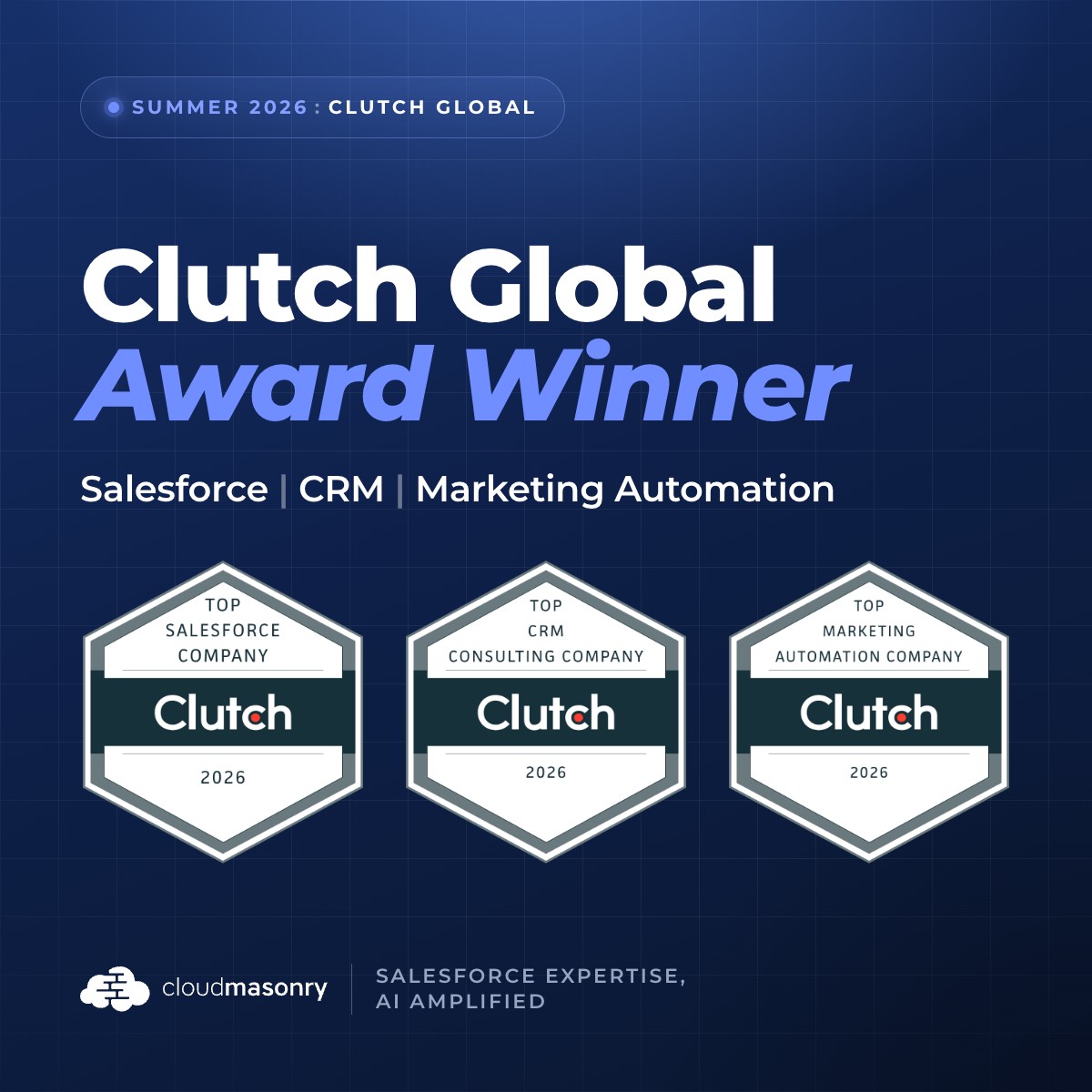 CloudMasonry Named Global Award Winner for Summer 2026 by Clutch