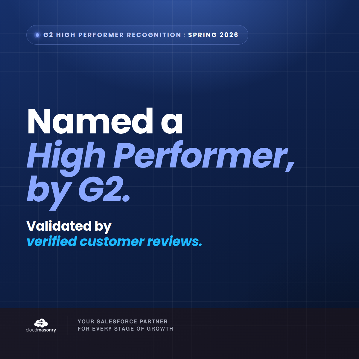 CloudMasonry Named a High Performer in the Salesforce Consultants Grid® Report by G2