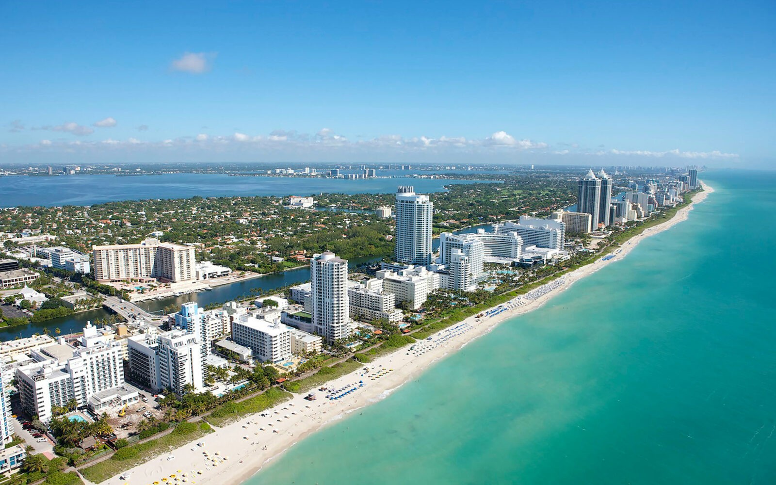CloudMasonry - Florida Based Salesforce Consulting - Miami Office Landing Page Image - Aerial view of Miami Beach skyline and ocean.